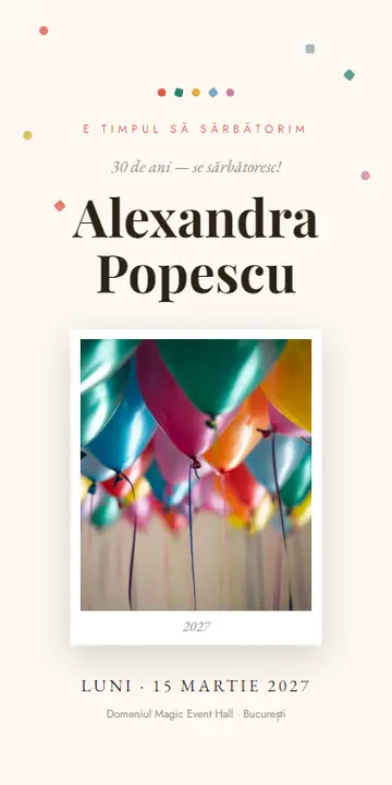 Previzualizare Aniversare — Confetti